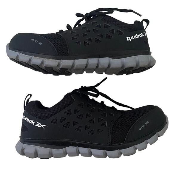 Alloy Toe Reebok Sublite Cushion Work Shoe - Black & Gray - W Size 7 & M Size 5 - Picture 7 of 8